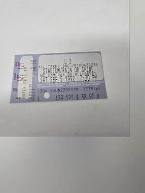 U2 Concert Stub Vintage 90s Sep 1992 Toronto Ticket Zoo TV Tour CNE Stadium RARE